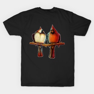 Red Cardinal birds male female T-Shirt